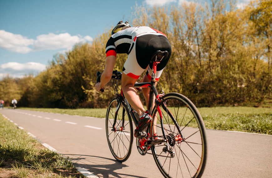Cyclist rides on bicycle speed effect